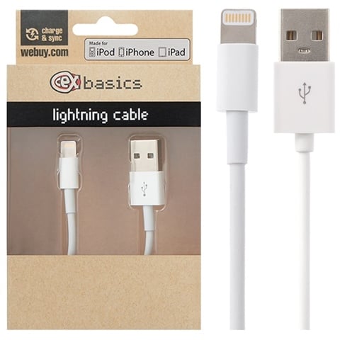 CeX basics - Cable Lightning - USB Certificado Blanco 1m